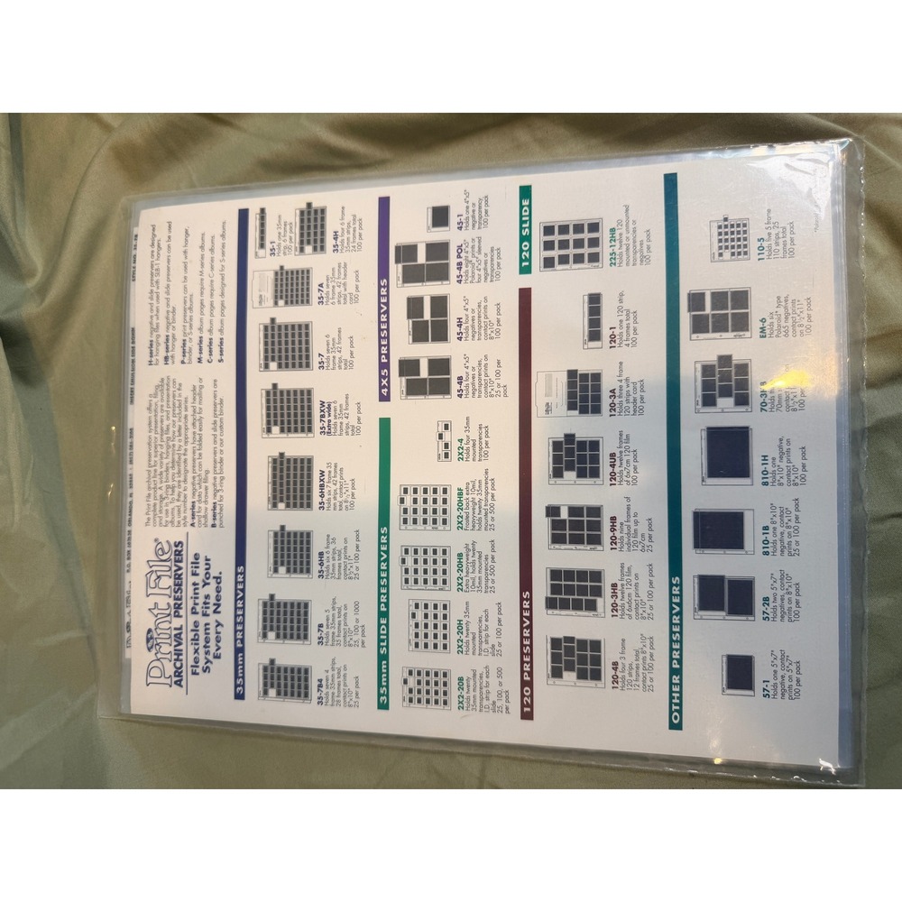 Print File 35-7B Archival 35mm Negative Preservers 25 Pack 3-Ring Binder Pages